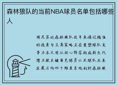 森林狼队的当前NBA球员名单包括哪些人